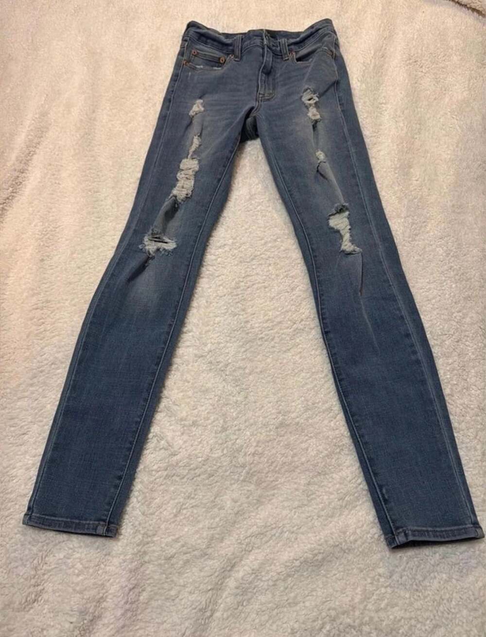 Aeropostale High Rise Jegging Distressed Blue Denim Size 2 Reg